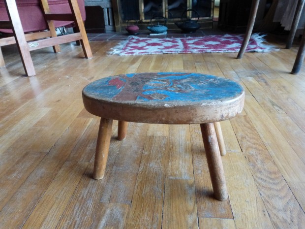 Stool made for me by my dad Robert Ray McDowell and painted my my mom Lois Ann Ely-- July 1949