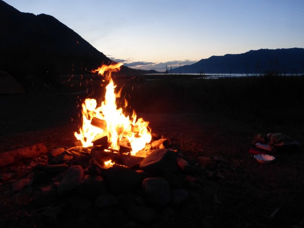 New Moon fire-- 10:38 pm, 8.14.15, Hope, Ak